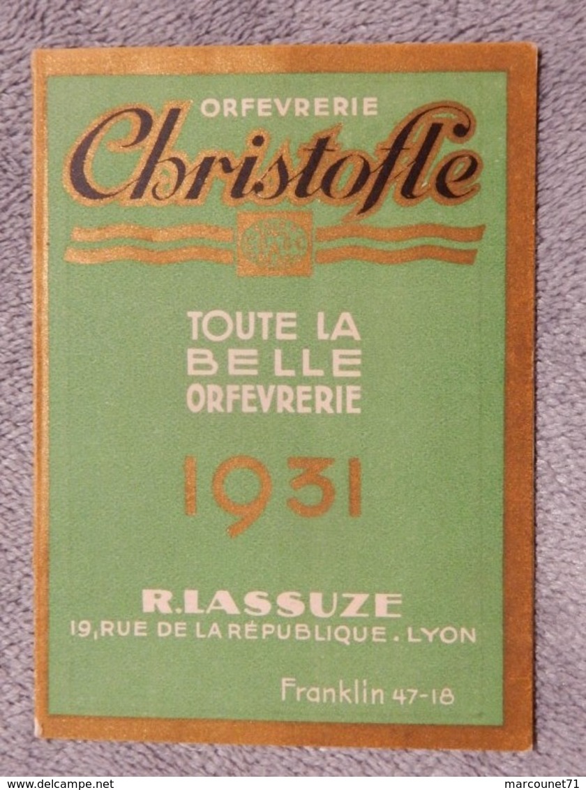 Ancien Calendrier De Poche Petit Format 1931 Orfèvrerie Christofle R Lassuze Lyon - Petit Format : 1921-40