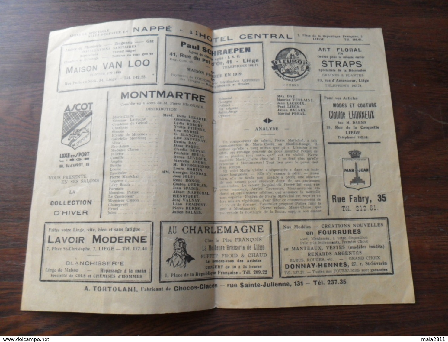 ANCIEN PROGRAMME / THEATRE ROYAL DU GYMNASE / SAISON 1942 -1943 - Programmes