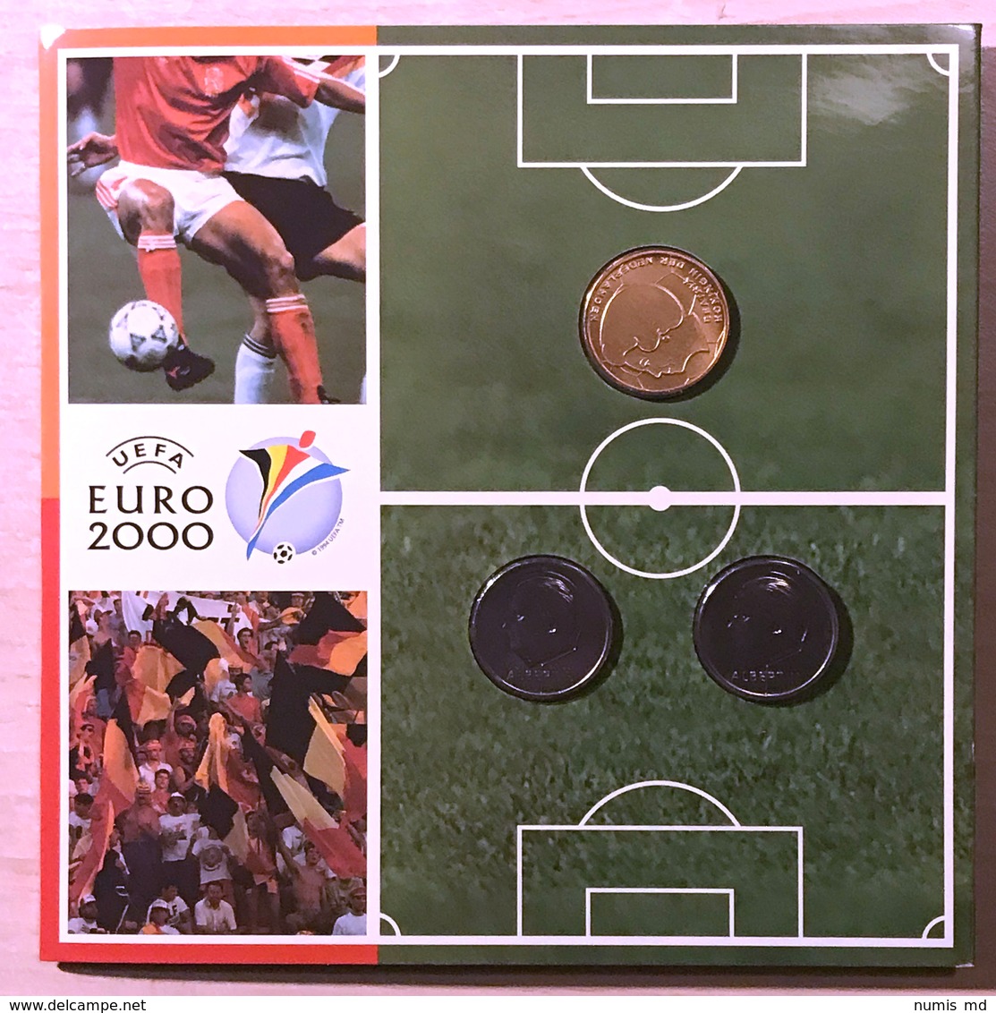 M/MS26A BELGIQUE Série 3 Monnaies FDC EURO 2000 : 2x50Fr (FR+FL) + 5 Gulden Pays-Bas - FDC, BU, BE & Coffrets