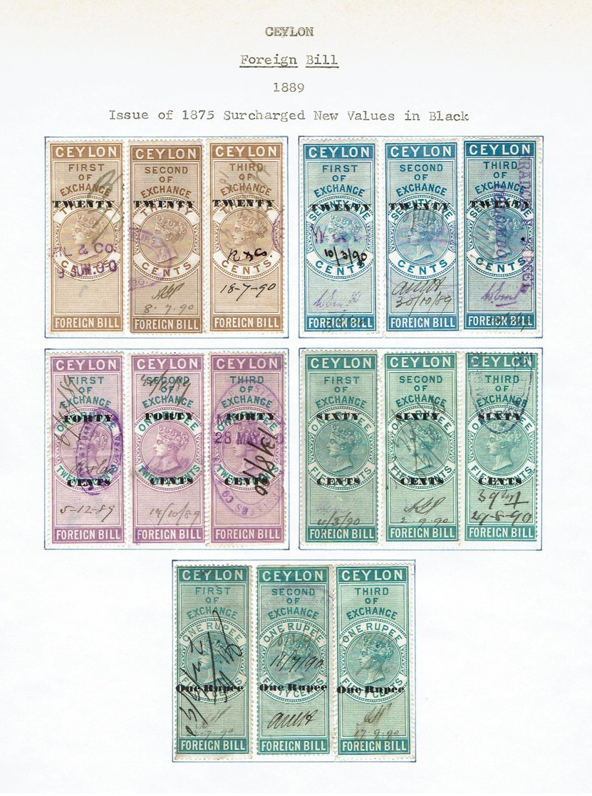 CEYLON...early Queen Victoria REVENUES...1889 Overprints...3-part - Ceylon (...-1947)