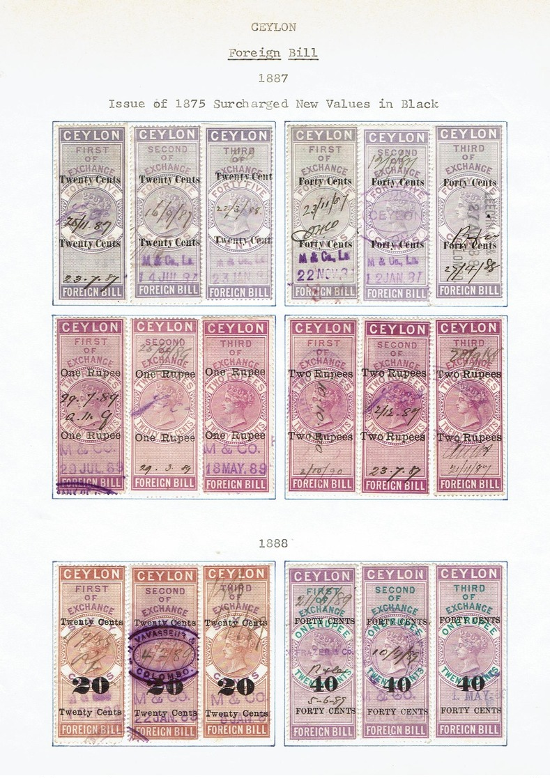 CEYLON...early Queen Victoria REVENUES...1887 Overprints...3-part - Ceylon (...-1947)