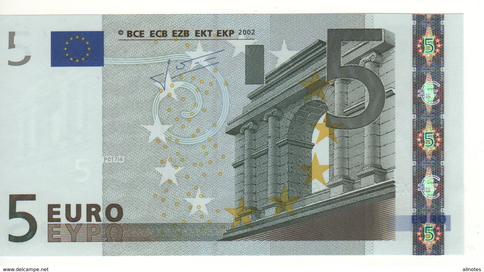 5 EURO  "X"   Firma Trichet     P 017 I4   X35  /  FDS - UNC - 5 Euro