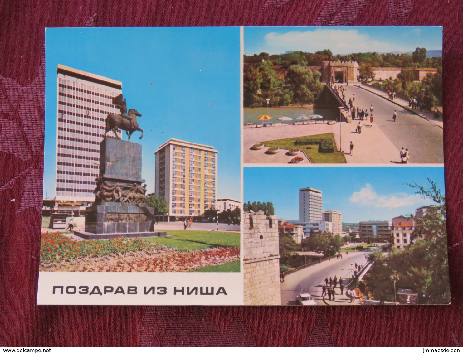 Serbia Unused Postcard Nis Multiview Horse Statue Bridge River - Serbie