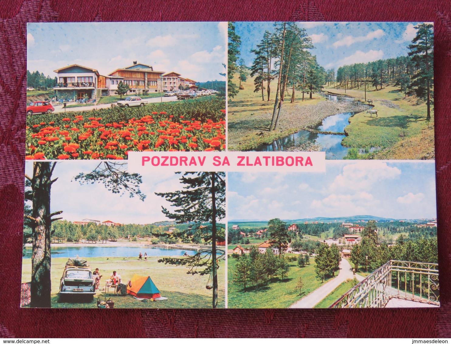 Serbia Unused Postcard Zlatibor Multiview Forest River Hotel Camping Tent Car - Serbia