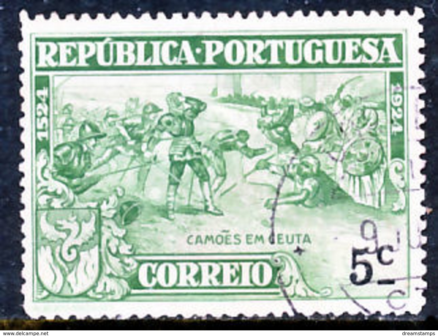 !										■■■■■ds■■ Portugal 1924 AF#302ø Camões 5 Centavos (x12363) - Oblitérés