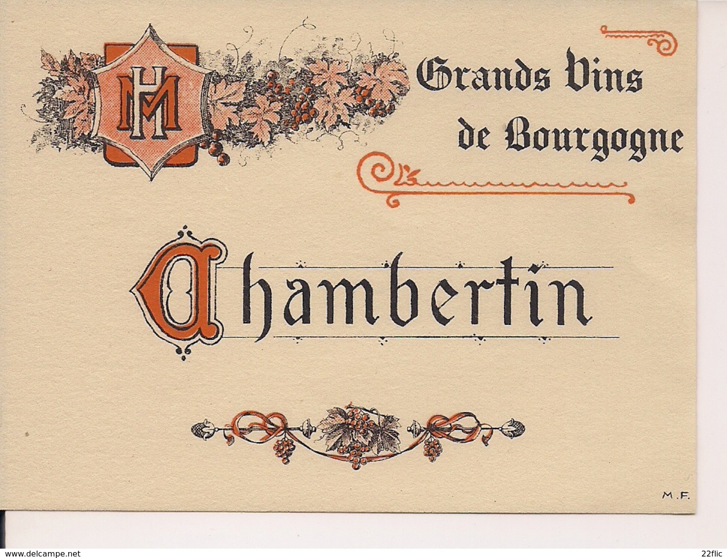 GRANDS VINS DE  BOURGOGNE  CHAMBERTIN  HM  (1) - Bourgogne