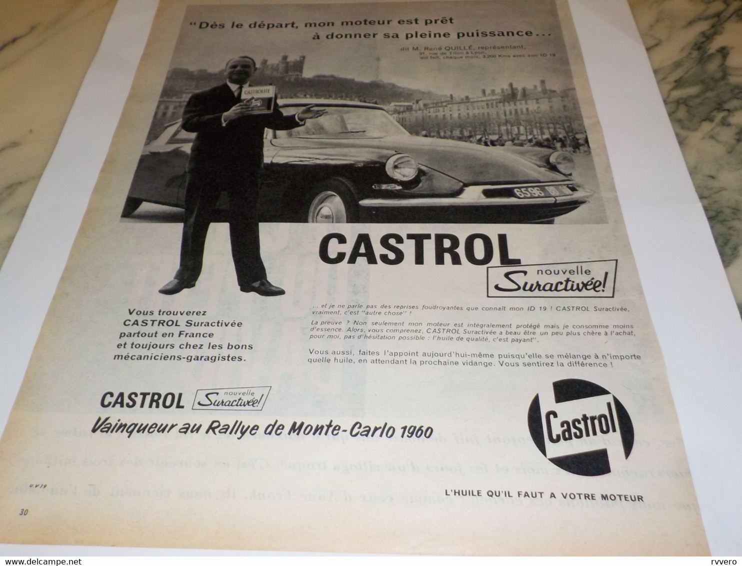 ANCIENNE PUBLICITE LA DS ET  CASTROL 1960 - Sonstige & Ohne Zuordnung