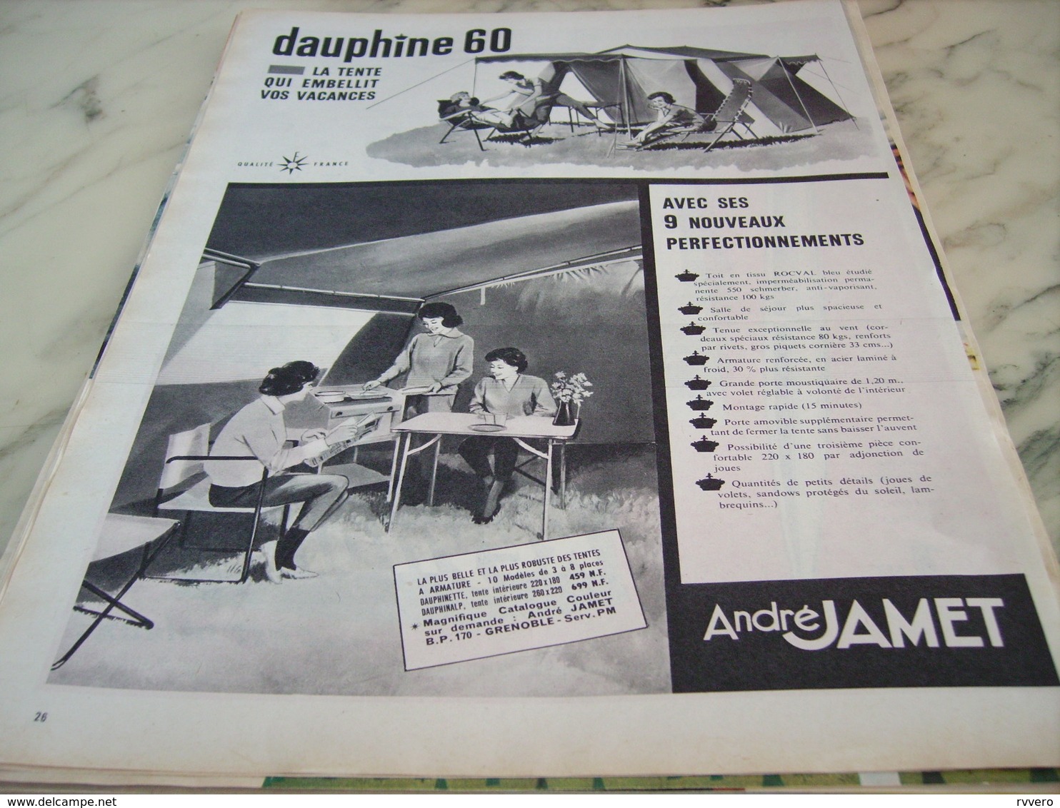 ANCIENNE PUBLICITE TENTE DAUPHINE 60 DE ANDRE JAMET 1960 - Autres & Non Classés