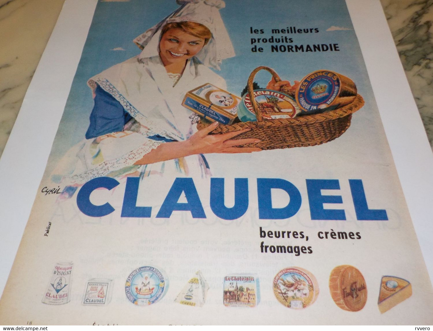 ANCIENNE  PUBLICITE  LE DESSUS DU PANIER CLAUDEL 1960 - Autres & Non Classés