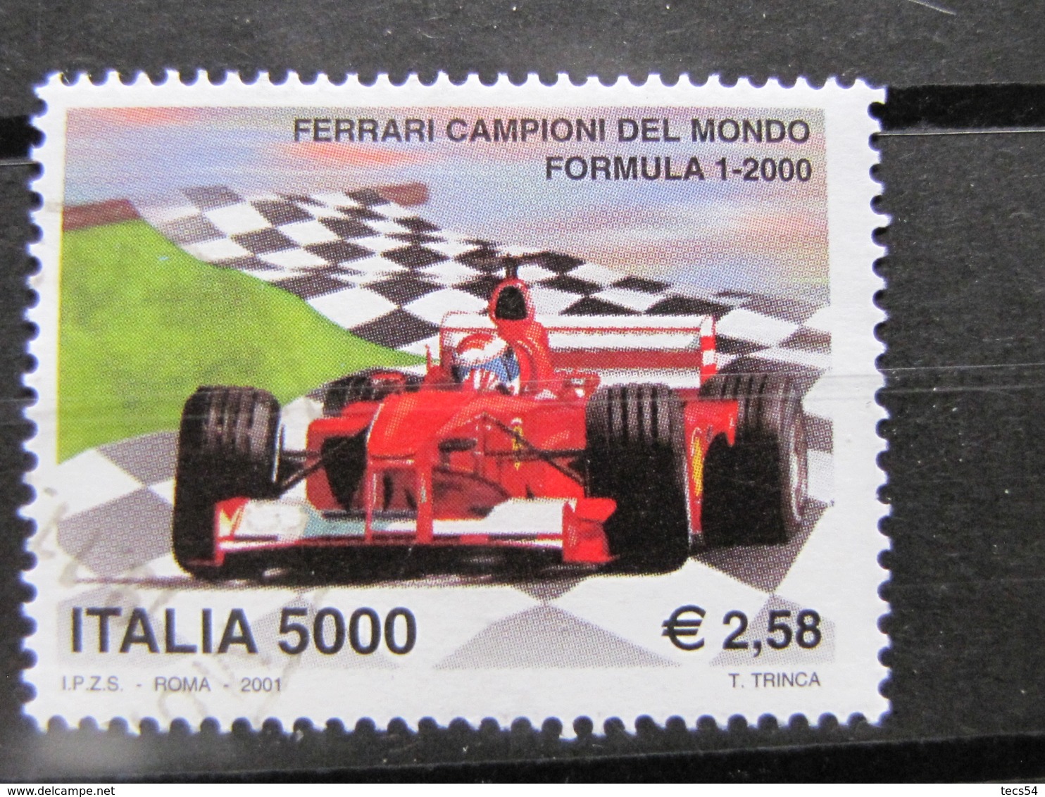 *ITALIA* USATI 2001 - FERRARI CAMPIONE F1 - SASSONE 2525 - LUSSO/FIOR DI STAMPA - 2001-10: Usati