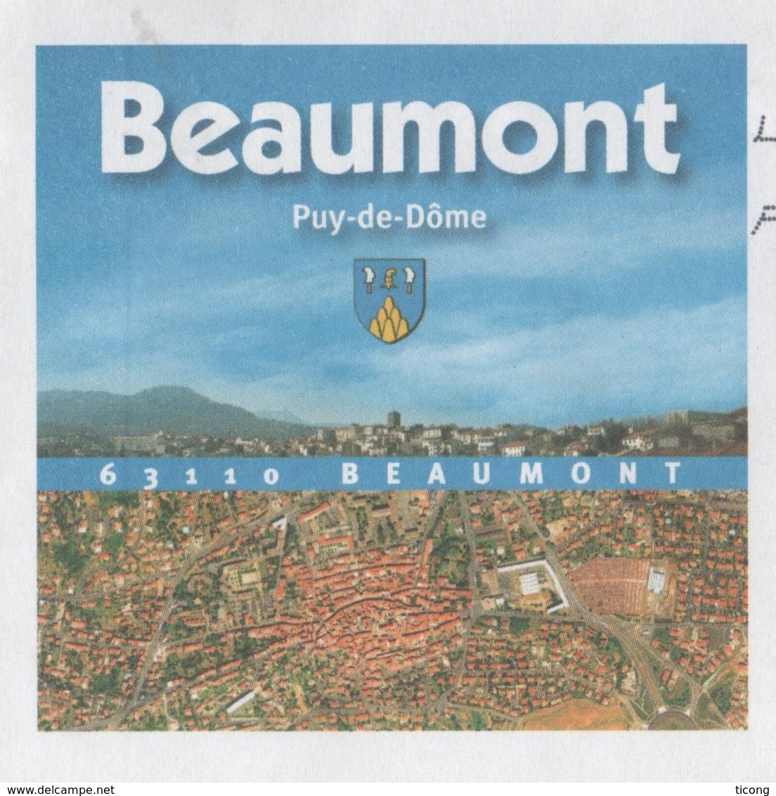 BEAUMONT 63 PUY DE DOME - BLASON, VILLAGE VUE D AVION, PANORAMA - PAP ENTIER POSTAL 2008, VOIR LES SCANNERS - Autres & Non Classés