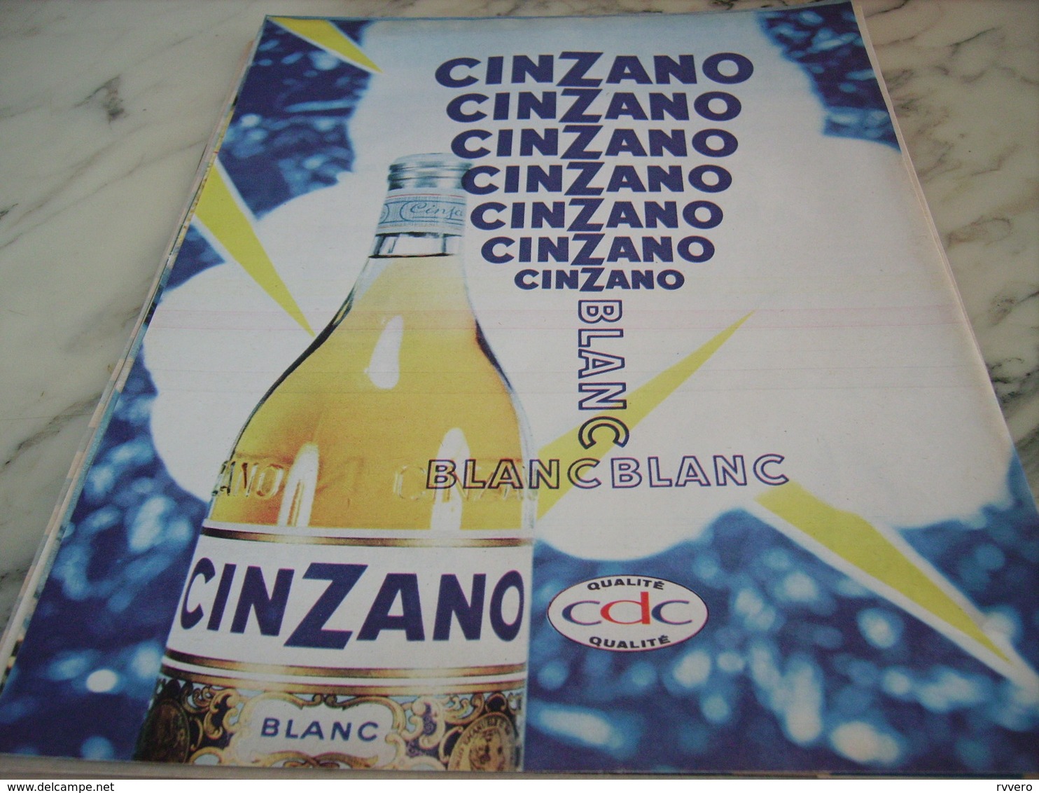 ANCIENNE PUBLICITE APERITIF BLANC   CINZANO 1960 - Alcools