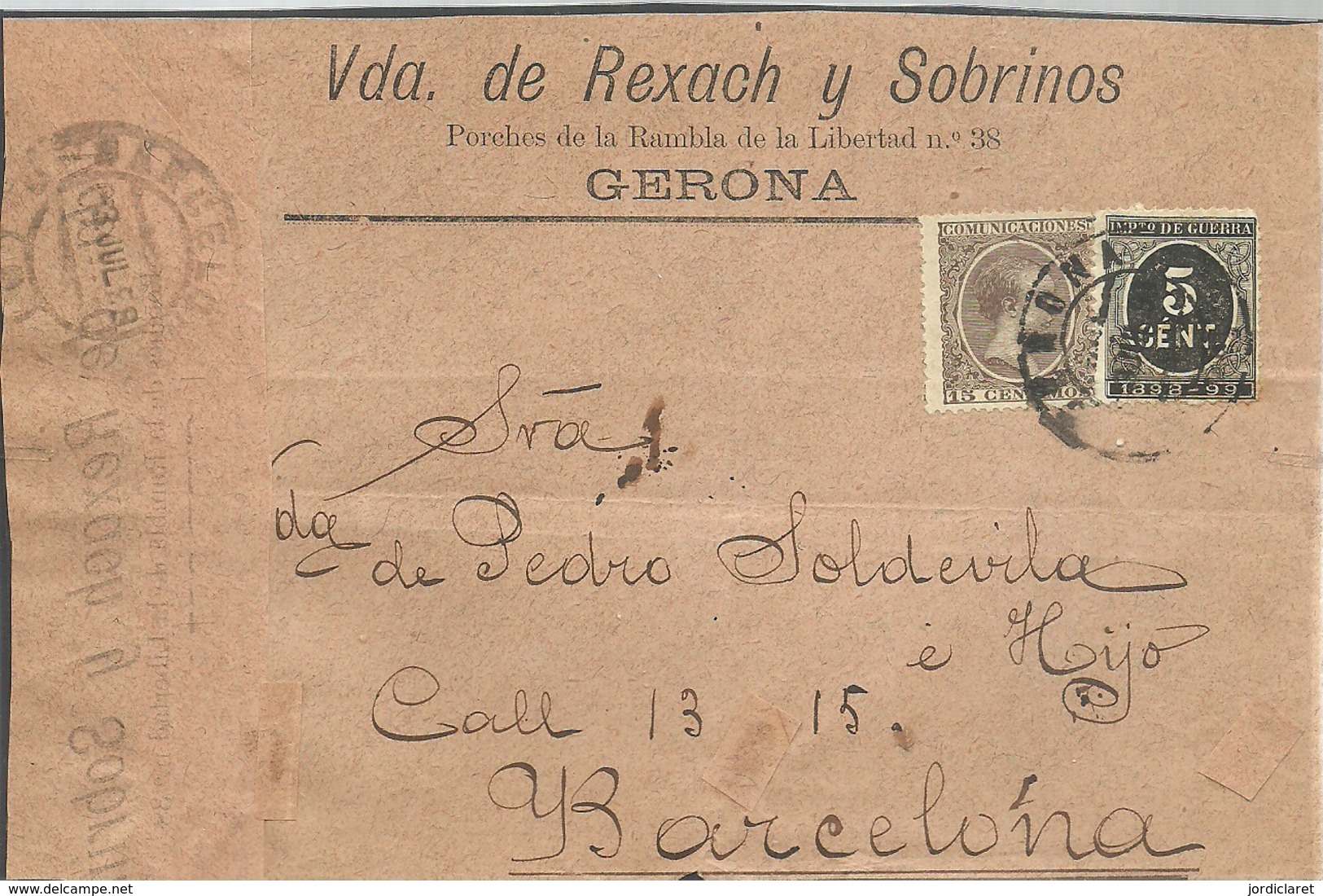 CARTA 1889  GERONA   SOLO FRONTAL - Cartas & Documentos