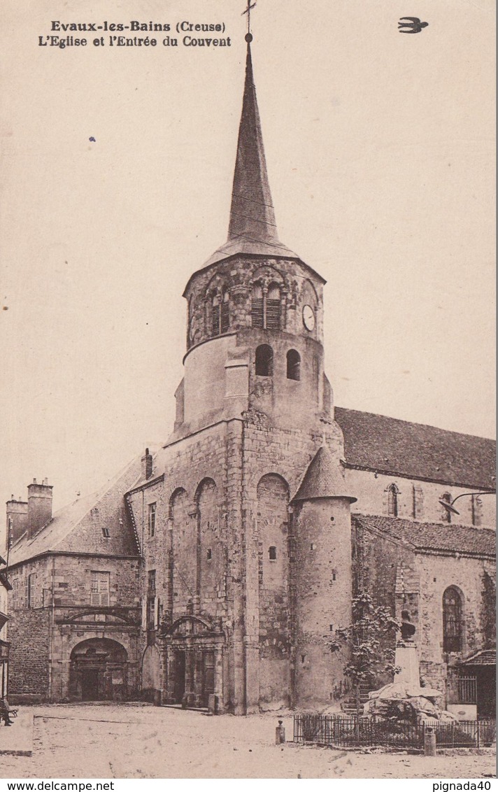 Cp , 23 , ÉVAUX-les-BAINS , L'Église Et L'Entrée Du Couvent - Evaux Les Bains