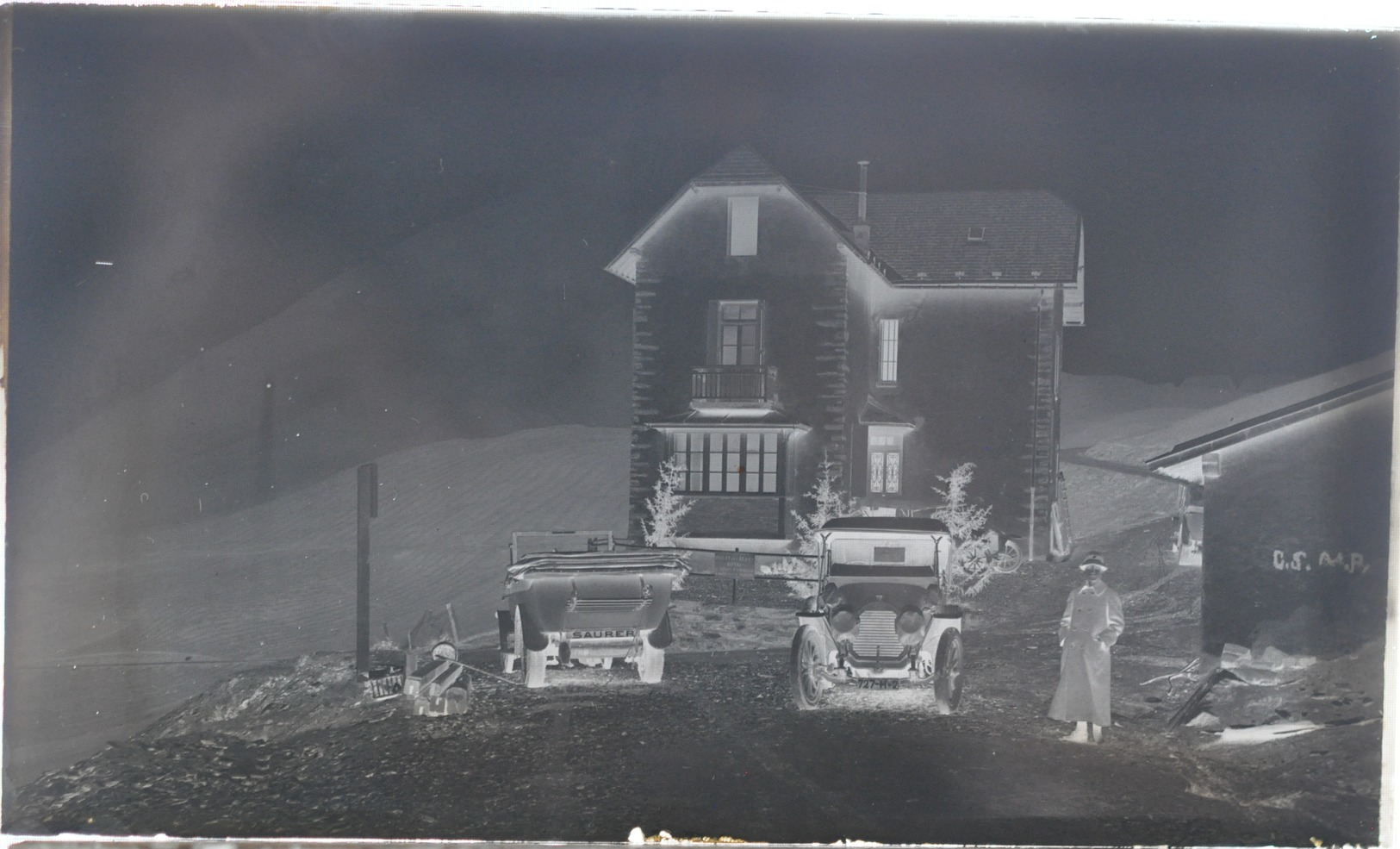 I51 - Ancienne Photographie Photo Négatif Sur Verre - Col Du Glandon - Savoie - Chalet -Automobiles - 13/08/1913 - Plaques De Verre