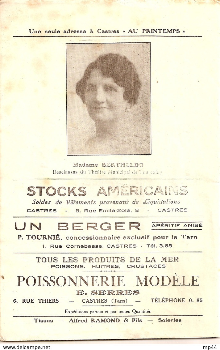 -4G8  ---   81    CASTRES      Théâtre Municipal  Programme Officiel 1931   Nombreuses Publicités - Midi-Pyrénées