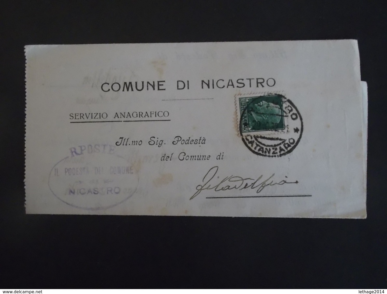 REGNO ITALIA BIGLIETTI CON OVALE DI FRANCHIGIA COMUNALE NICASTRO REGIE POSTE 1932 - Franchigia