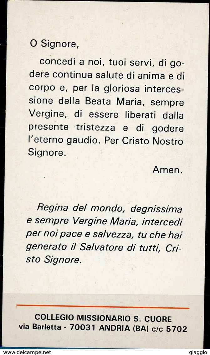 °°° Santino N. 811 - Collegio Missionario S. Cuore Andria °°° - Andria