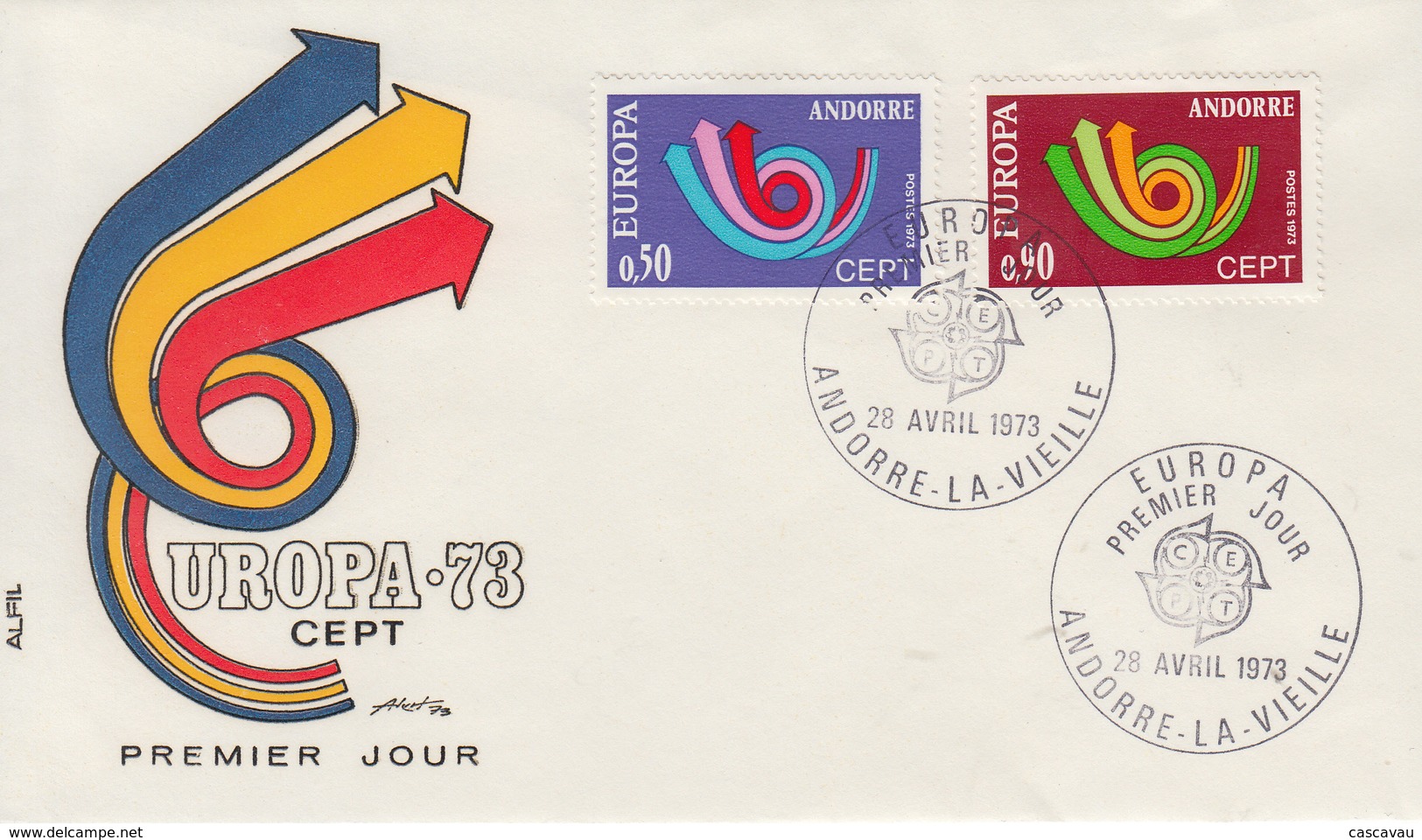 Enveloppe  FDC  1er  Jour   ANDORRE   Paire   EUROPA    1973 - 1973