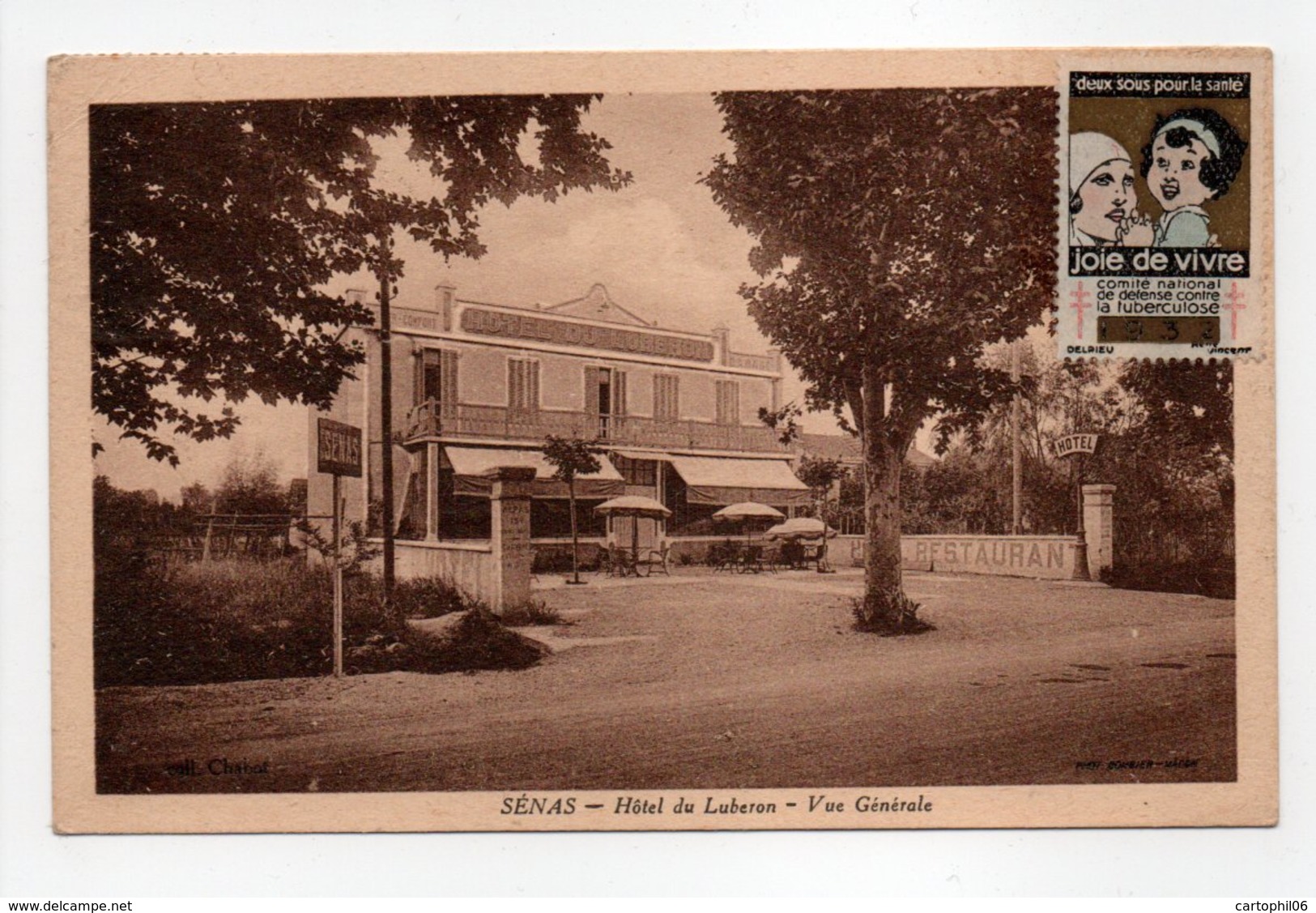 - CPA SÉNAS (13) - Hôtel Du Luberon - Vue Générale 1932 - Photo COMBIER - - Autres & Non Classés