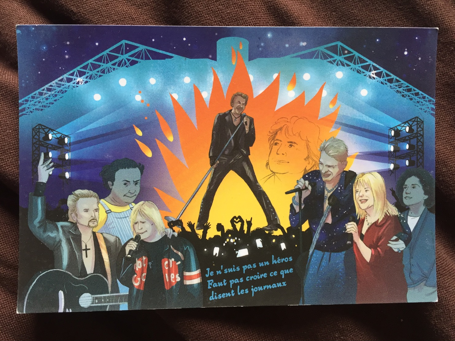 Carte Postale : Johnny Hallyday En Duo Avec Renaud Et France Gall à Bercy (hommage à Coluche Et Michel Berger) - Other Monuments