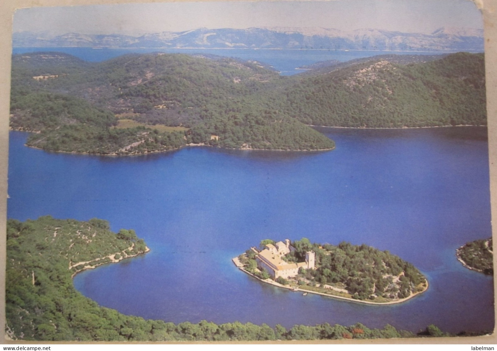HOTEL PENSION GUEST HOUSE ISLAND LAKE MONASTERY MLJET GOVEDJARI JUGOSLAVIA POST CARD PC STAMP TOURISM - Bosnia And Herzegovina