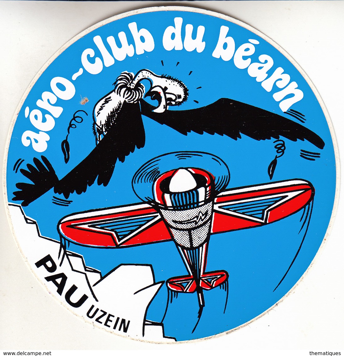 Thematiques Aviation Autocollant Sticker Aero Club Du Béarn Pau Uzein Avion - Adesivi