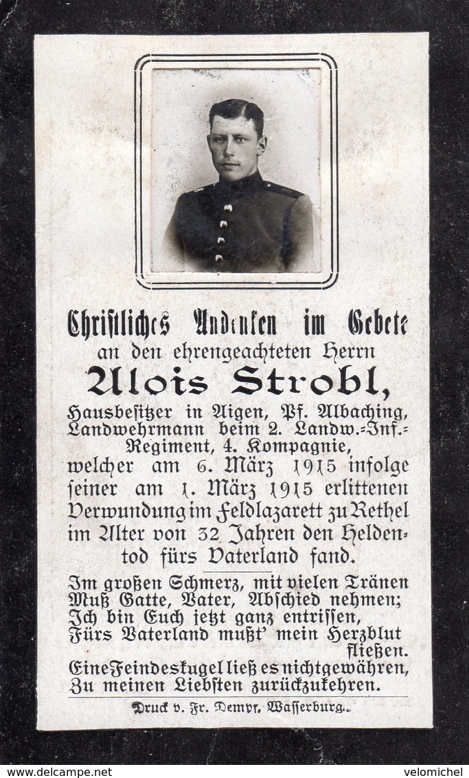 Ardennes. 1915. RETHEL Sterbebild Avis Décès Soldat Allemand - 1914-18