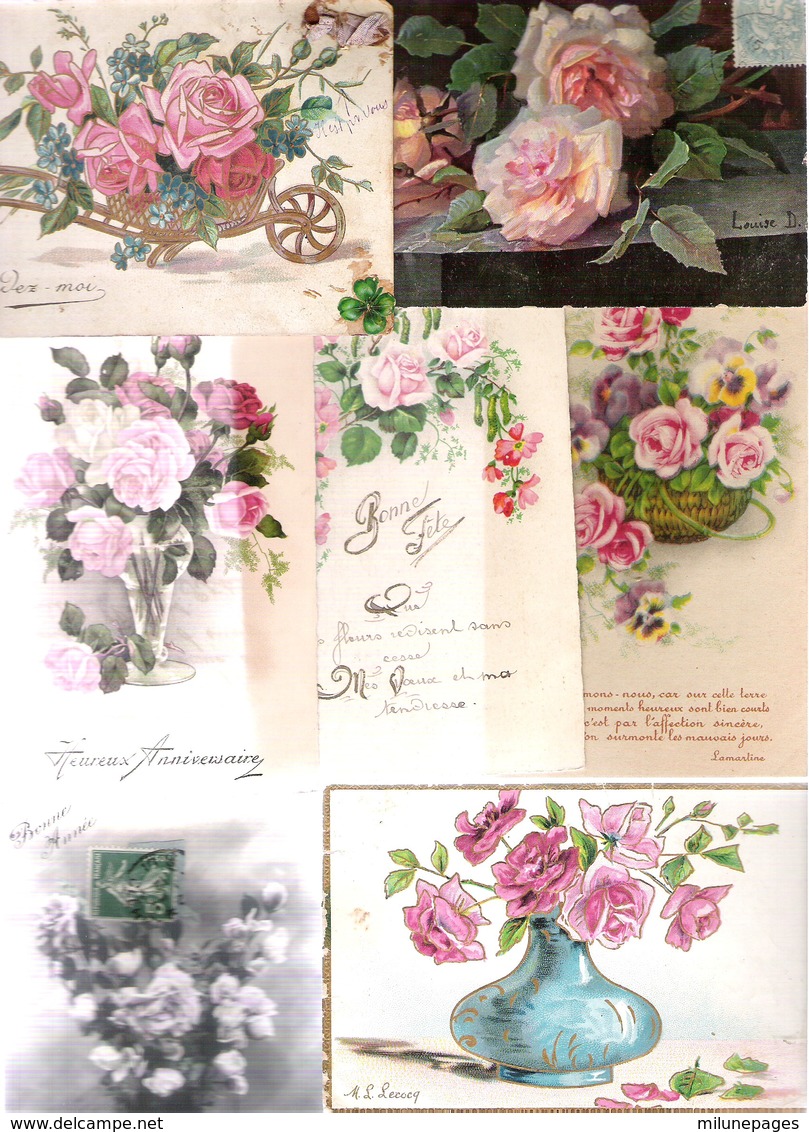 Lot De 40 Cartes Avec Des Roses Et Des Roses Dont Illustrateur Période  Art Nouveau à Art Déco 1900/1930 - 5 - 99 Karten