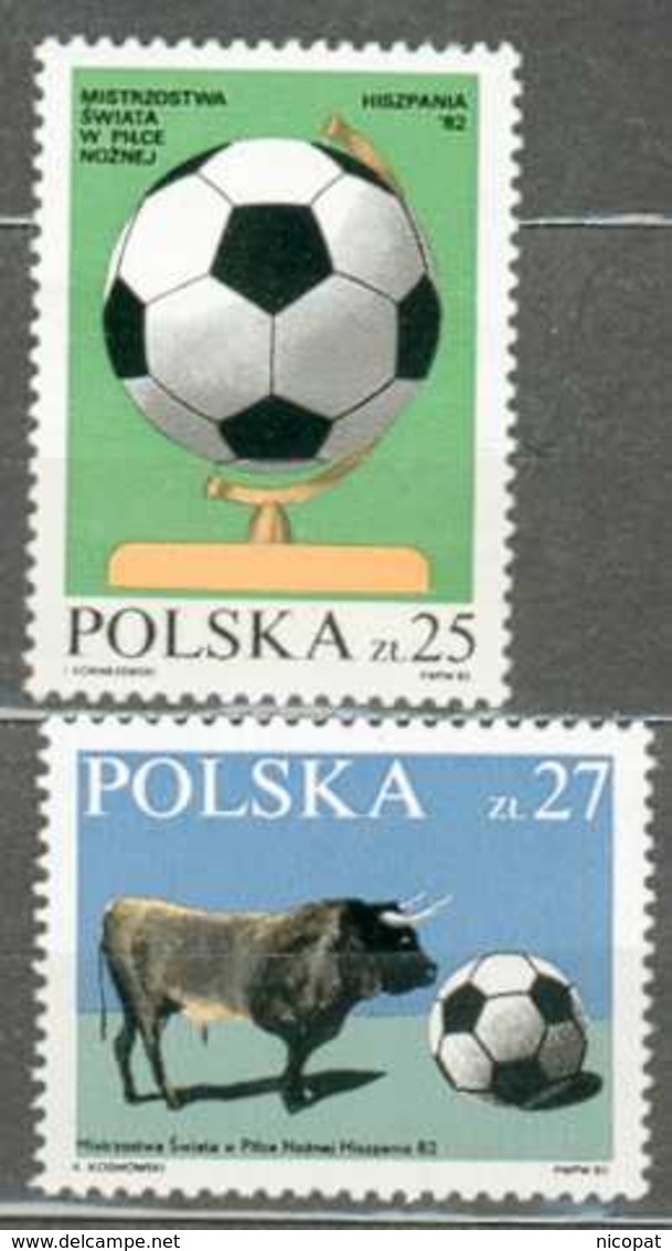 POLAND MNH  ** 2627-2628 COUPE DU MONDE DE FOOTBALL En ESPAGNE BALLON TAUREAU Soccer - Nuovi