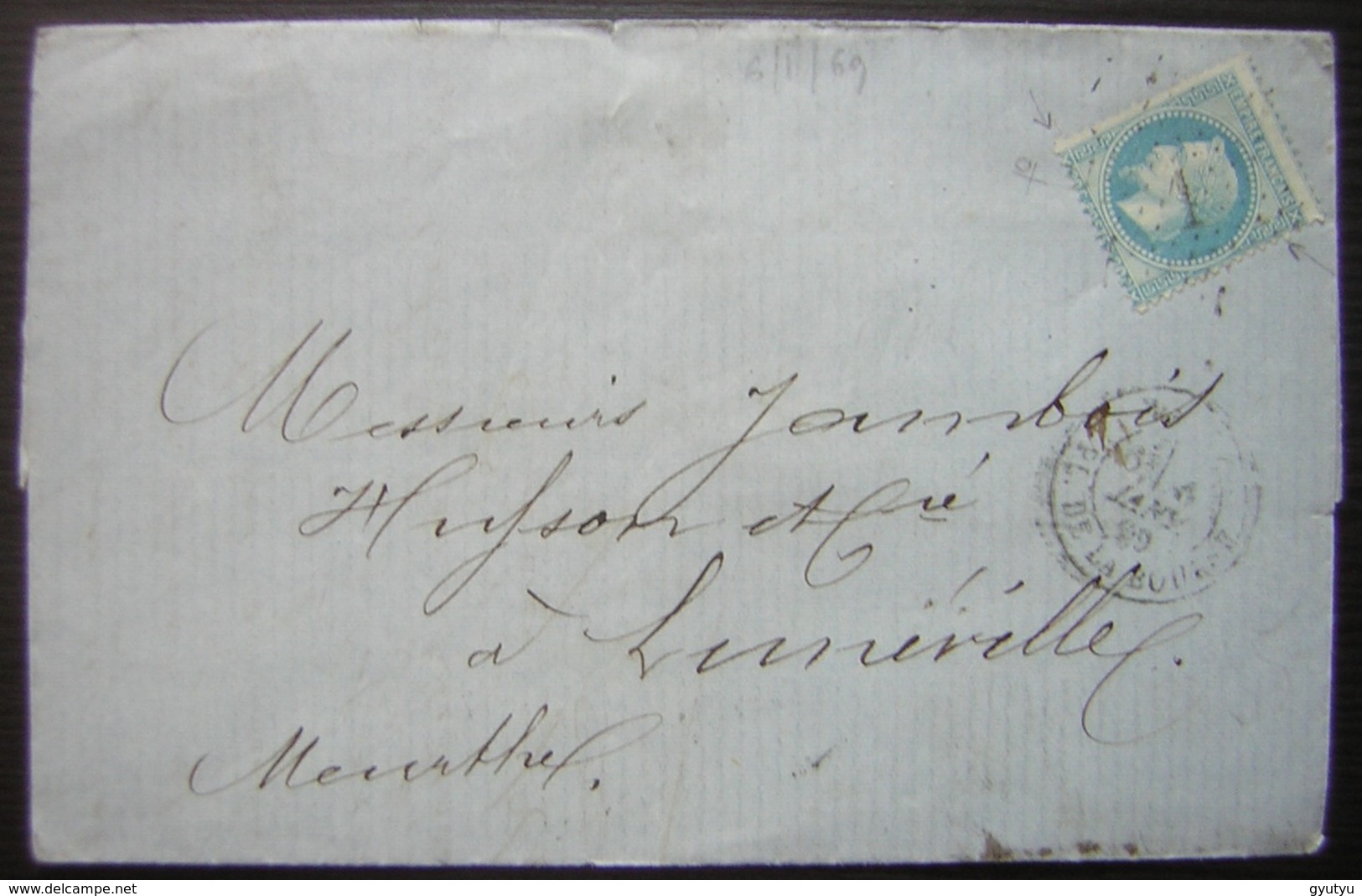 Paris 1869 Lettre De Eug. Koller Successeur De Fred Tattet Pour Lunéville Petites Variétés à Voir Sur Le Timbre - 1849-1876: Classic Period