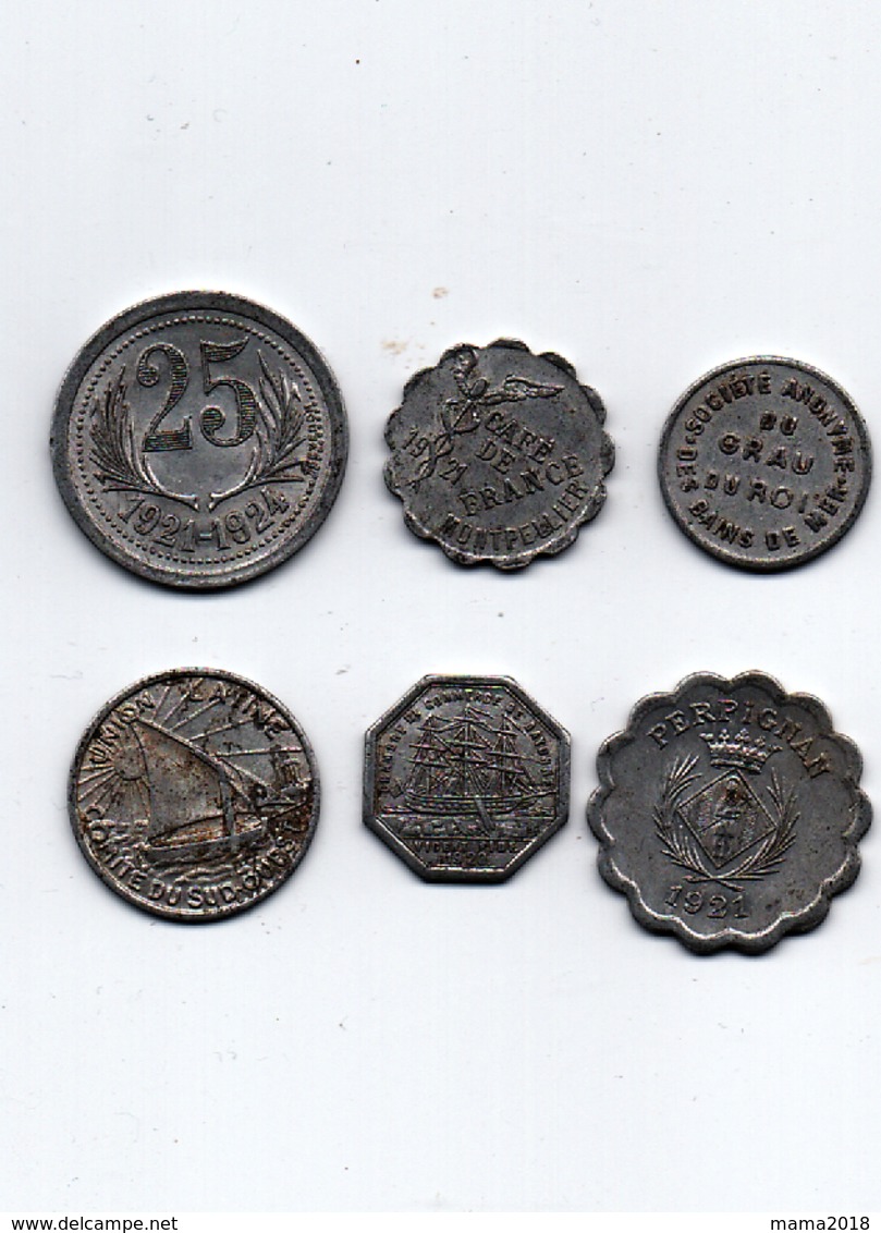 Lot 6 Jeutons Différents - Monétaires / De Nécessité