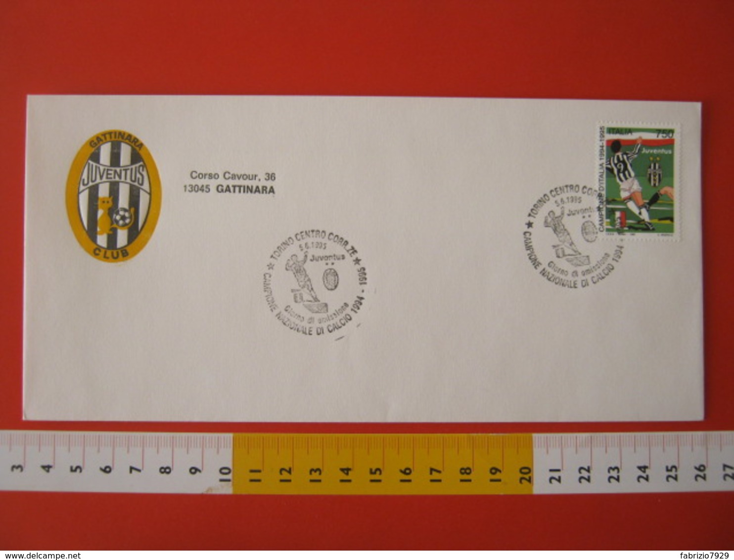 A.09 ITALIA ANNULLO FDC TORINO JUVENTUS CALCIO FOOTBALL VITTORIA CAMPIONATO - 1995 - BUSTA GATTINARA CLUB - Club Mitici