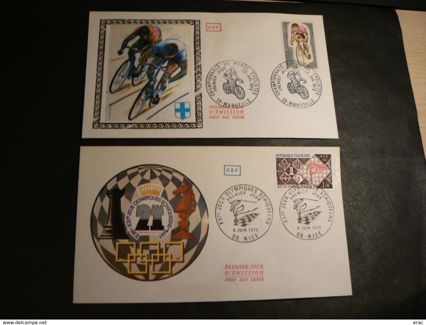 France - Lot de 12 enveloppes FDC - Oblitérations Premier Jour - Thème Sports