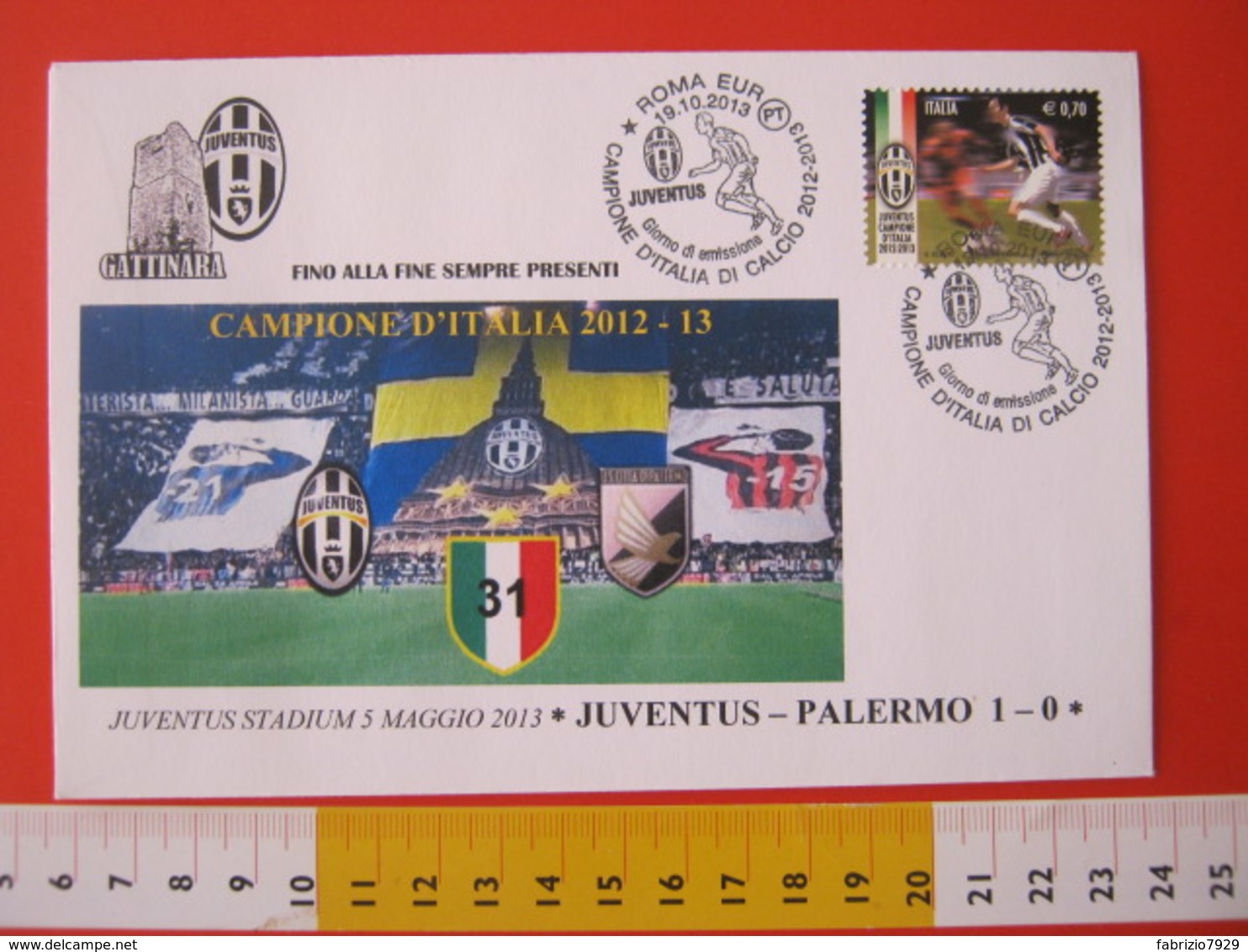 A.09 ITALIA ANNULLO FDC TORINO JUVENTUS CALCIO FOOTBALL VITTORIA CAMPIONATO - 2013 - BUSTA 2 GATTINARA CLUB - Club Mitici