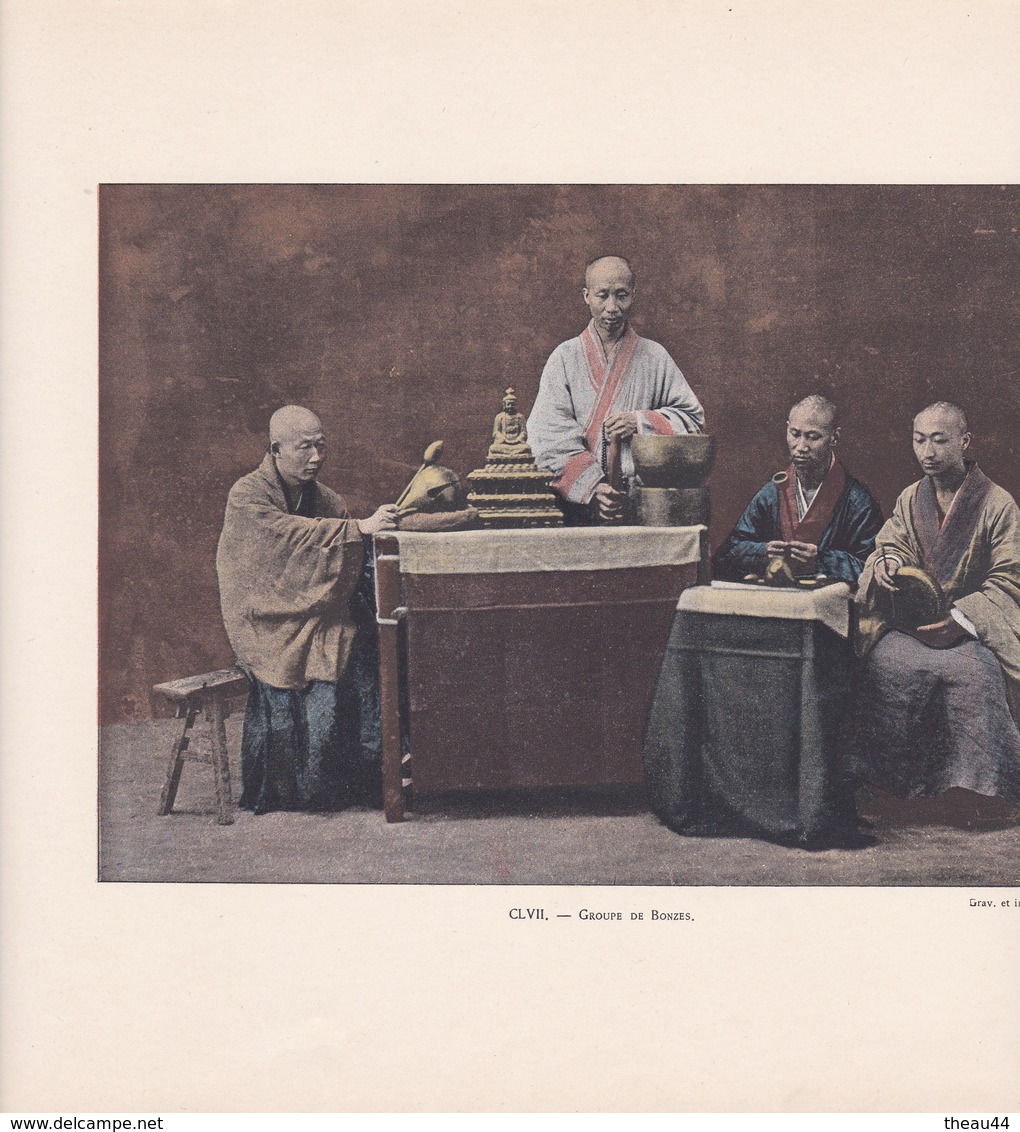 CHINE - Gravure - Groupe De Bonzes - Gravée Et Imprimée Par " GILLOT " - Voir Description - China