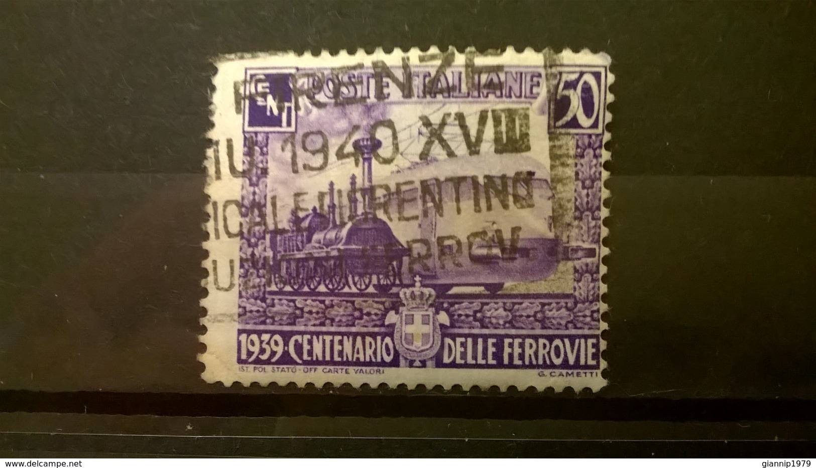 FRANCOBOLLI STAMPS ITALIA ITALY REGNO 1939 USED SERIE CENTENARIO FERROVIE ITALIANE SASSONE 450 - Usati