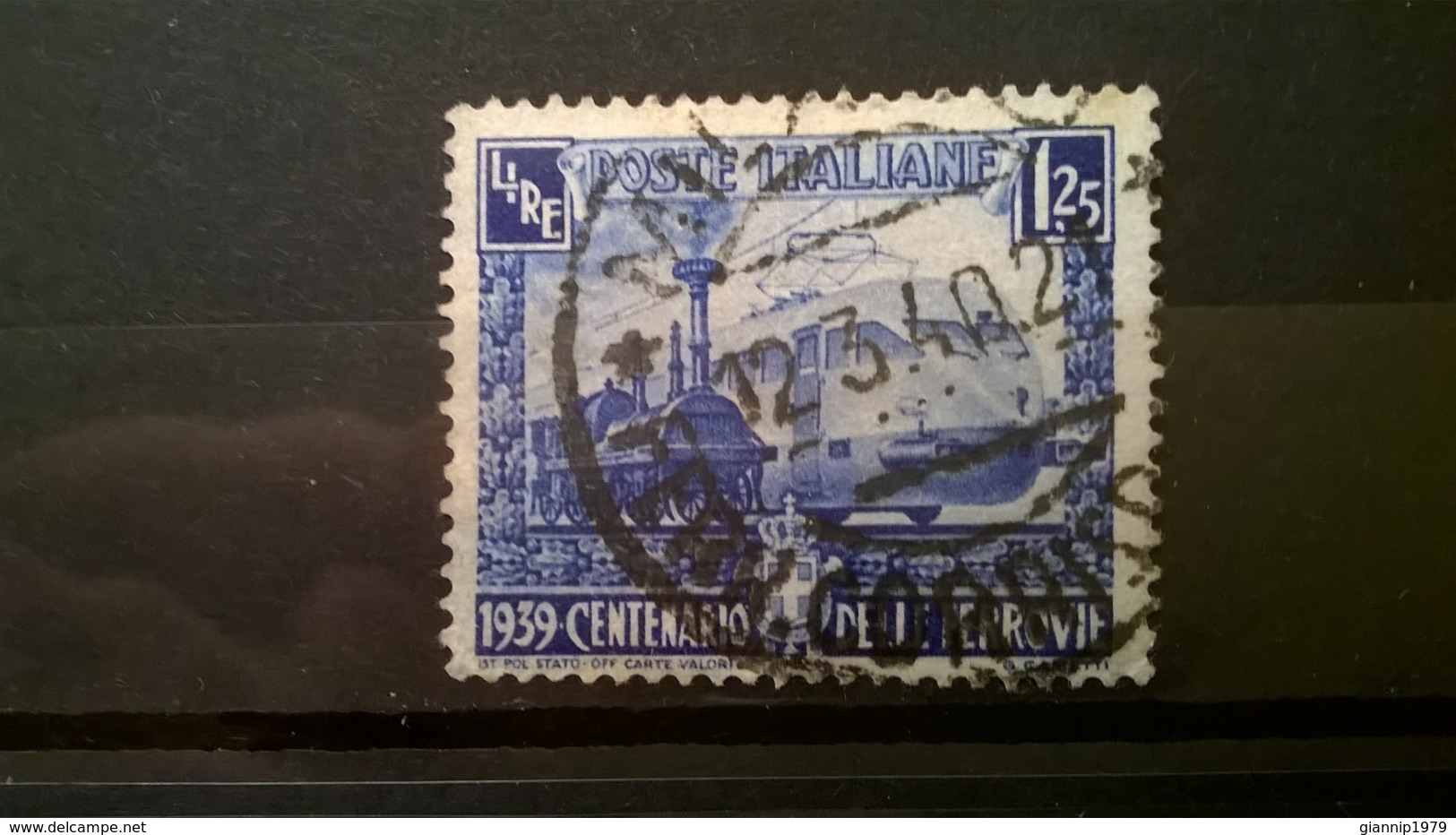 FRANCOBOLLI STAMPS ITALIA ITALY REGNO 1939 USED SERIE CENTENARIO FERROVIE ITALIANE SASSONE 451 - Usati