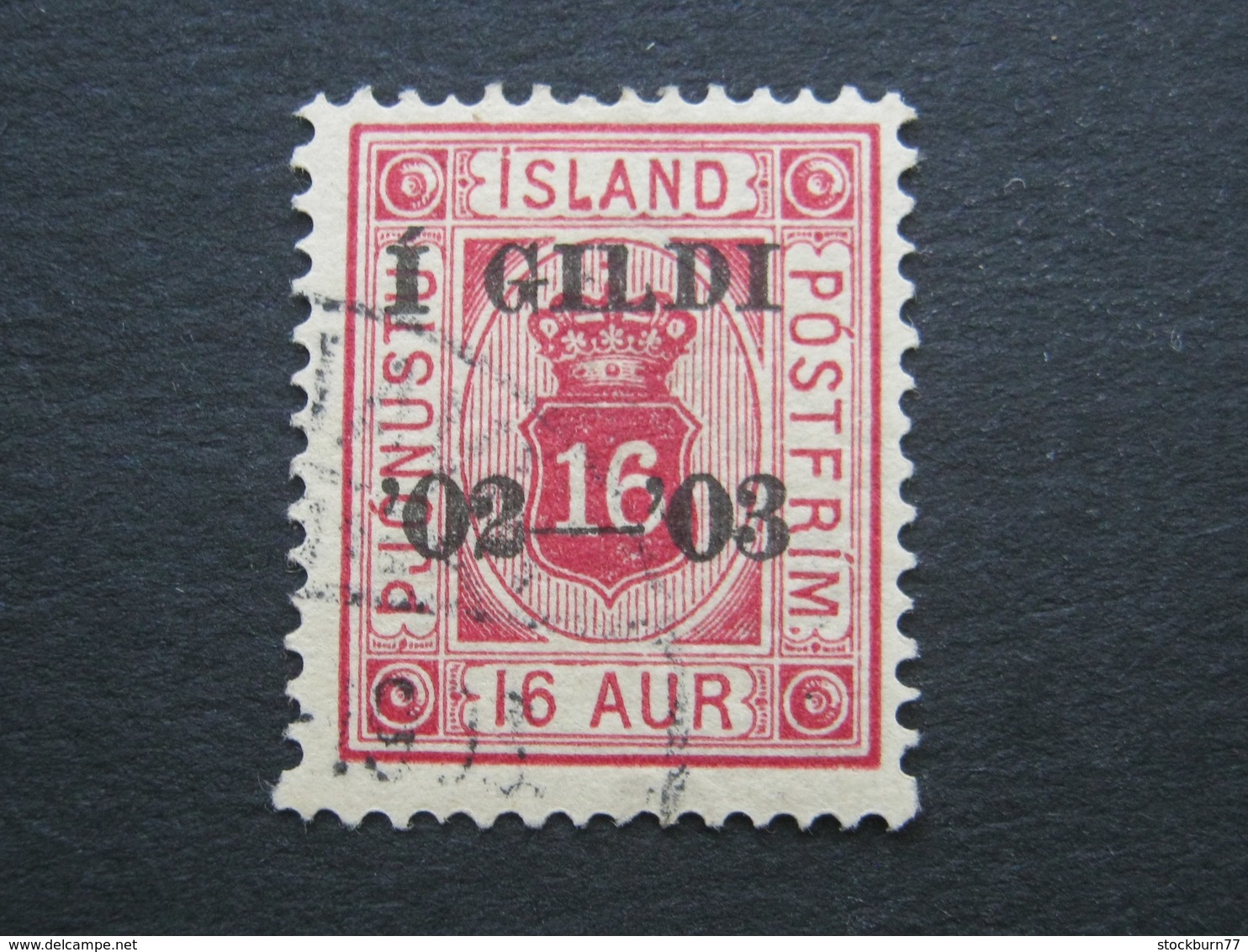 ISLAND , DIENST ,  16 Aur  Überdruck , D 14 , Gestempelt - Service
