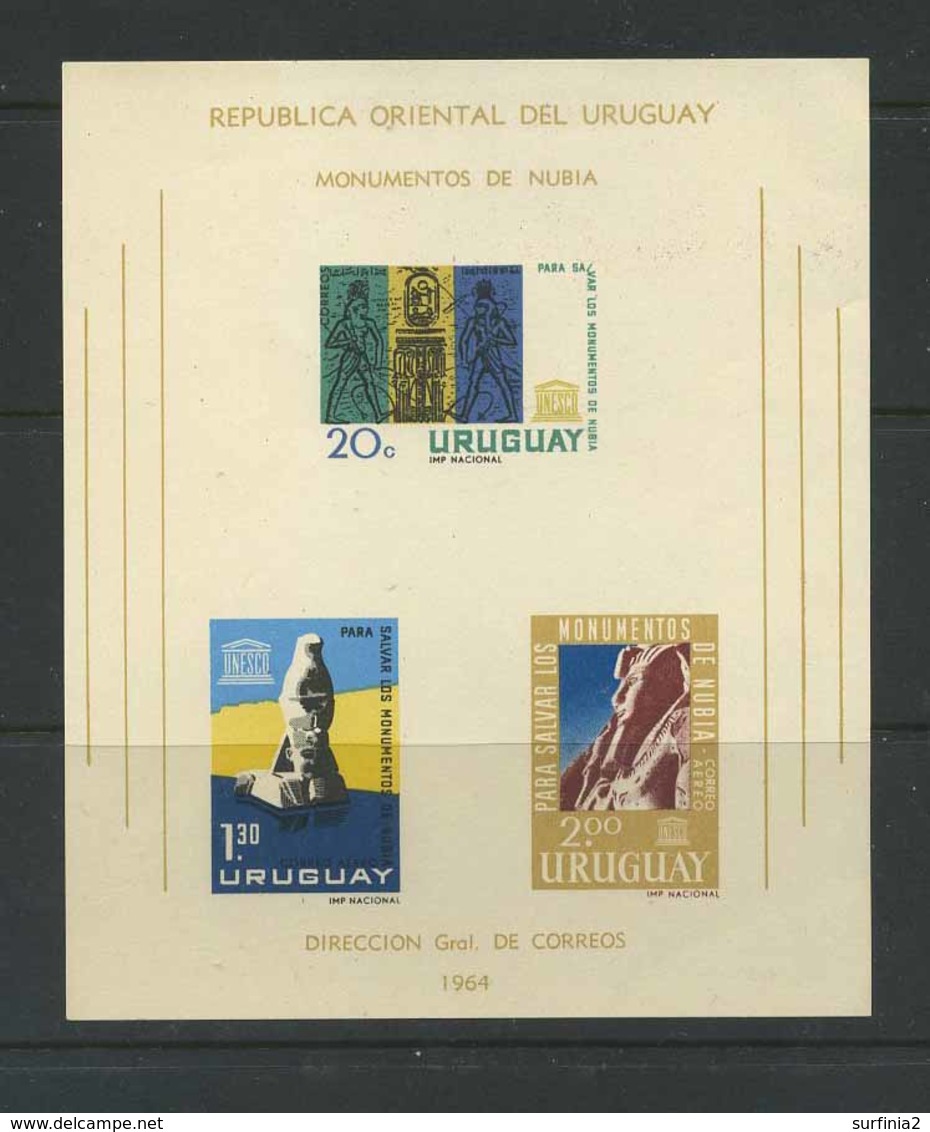 STAMPS - MINI-SHEET - URUGUAY - 1964 NUBIAN MONUMENTS UMM - Uruguay