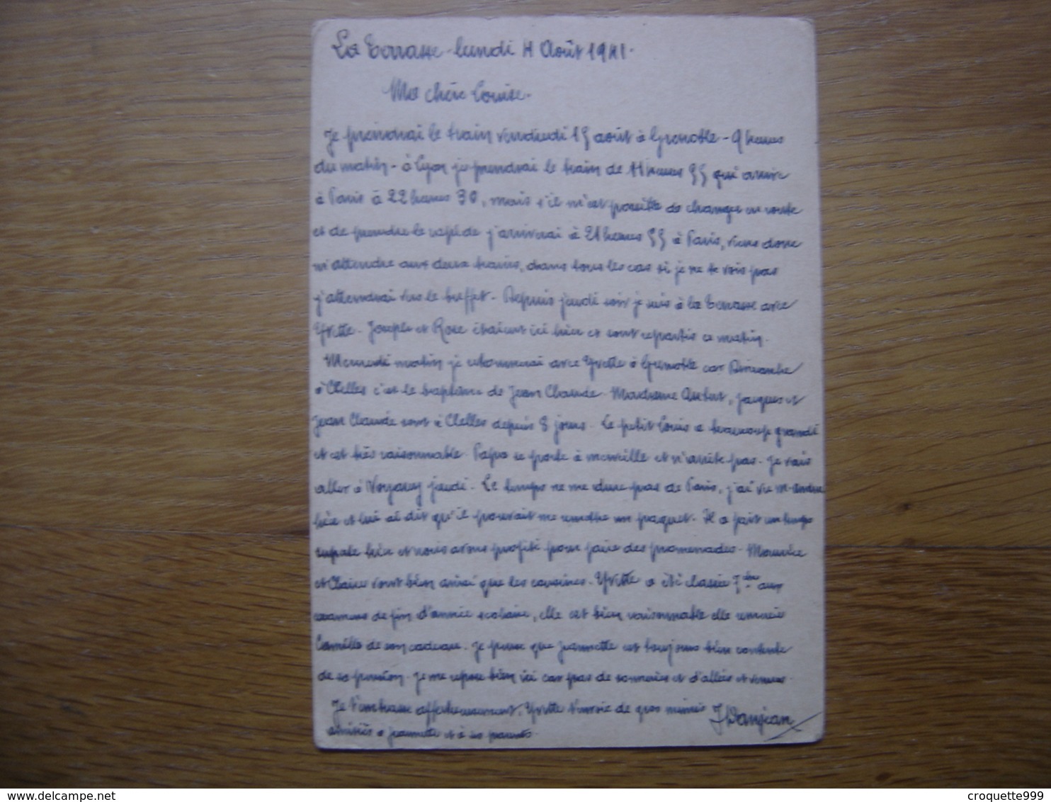 WWII Aout 1941 Correspondance DANJEAN Cachet La Terrasse - Guerre 1939-45