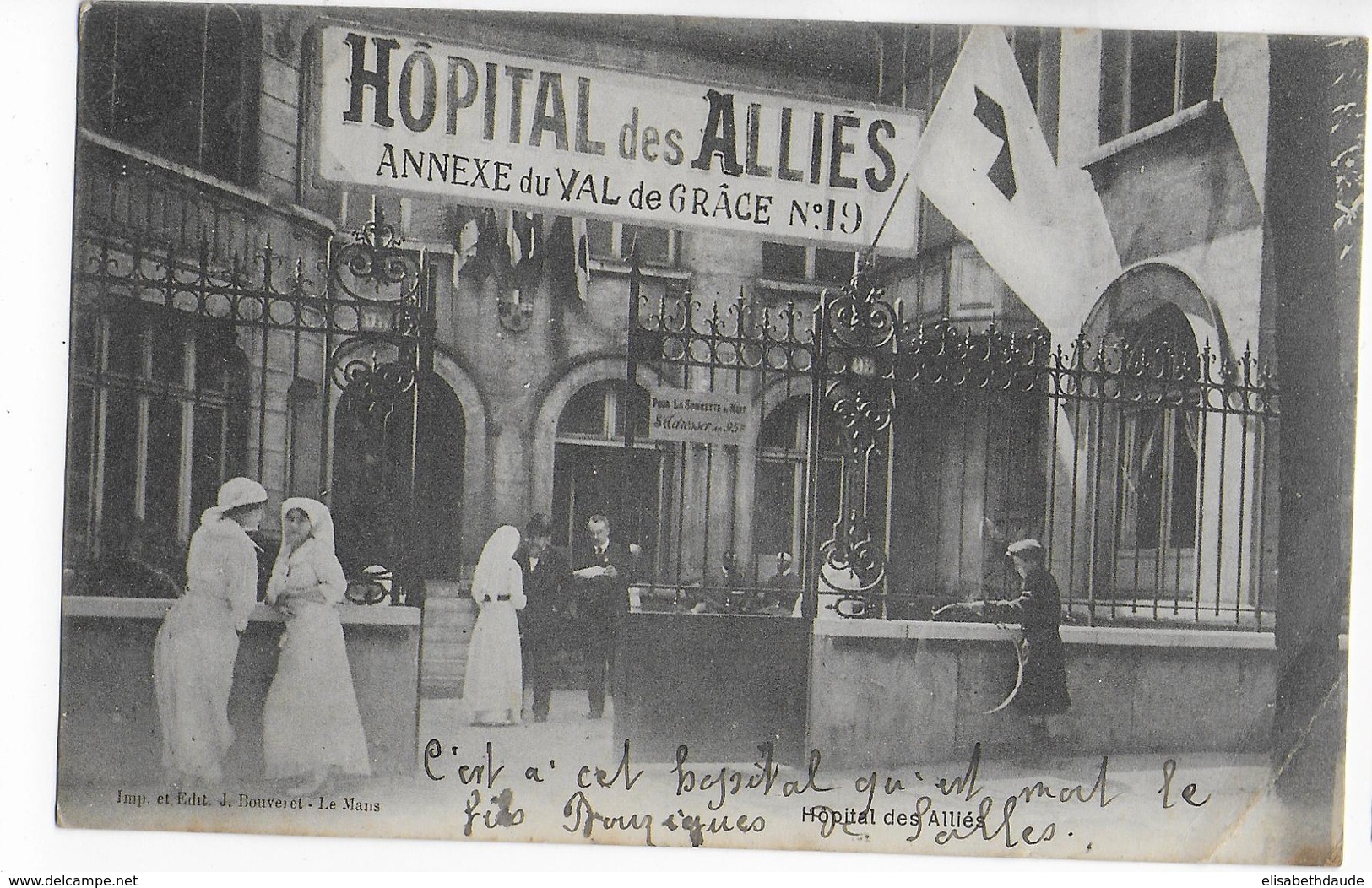 1914/18 - SUPERBE CARTE ILLUSTREE HOPITAL Des ALLIES ANNEXE N°19 Du VAL DE GRACE à PARIS - Guerre De 1914-18