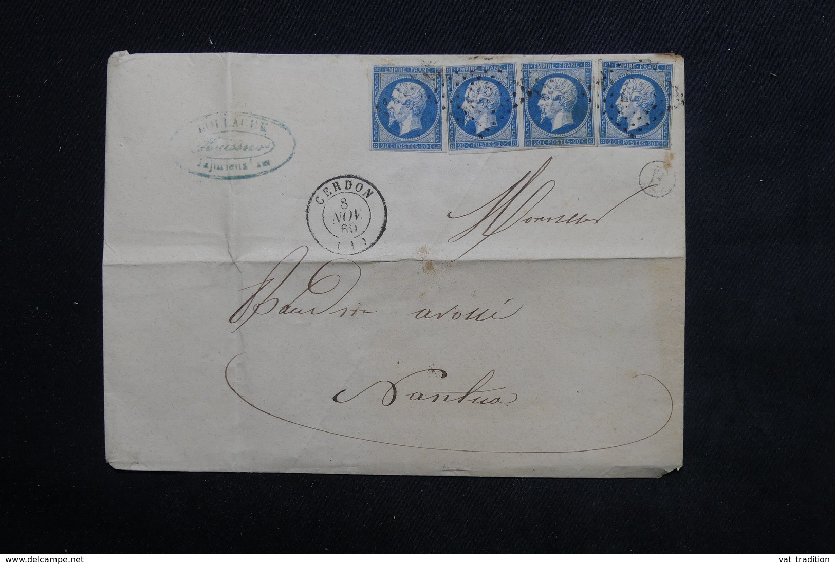 FRANCE - Enveloppe De Cerdon Pour Nantua En 1860 , Affranchissement 4 Napoléons - L 23124 - 1849-1876: Période Classique