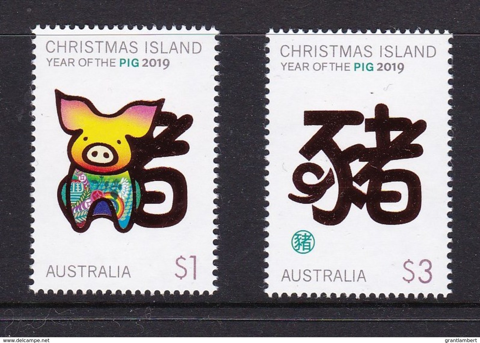 Christmas Island 2019 Year Of The Pig Set Of 2 MNH - Christmas Island