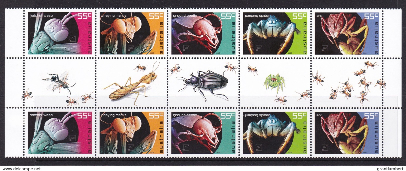 Australia 2009 Micro Monsters Gutter Block Of 10 MNH - Mint Stamps