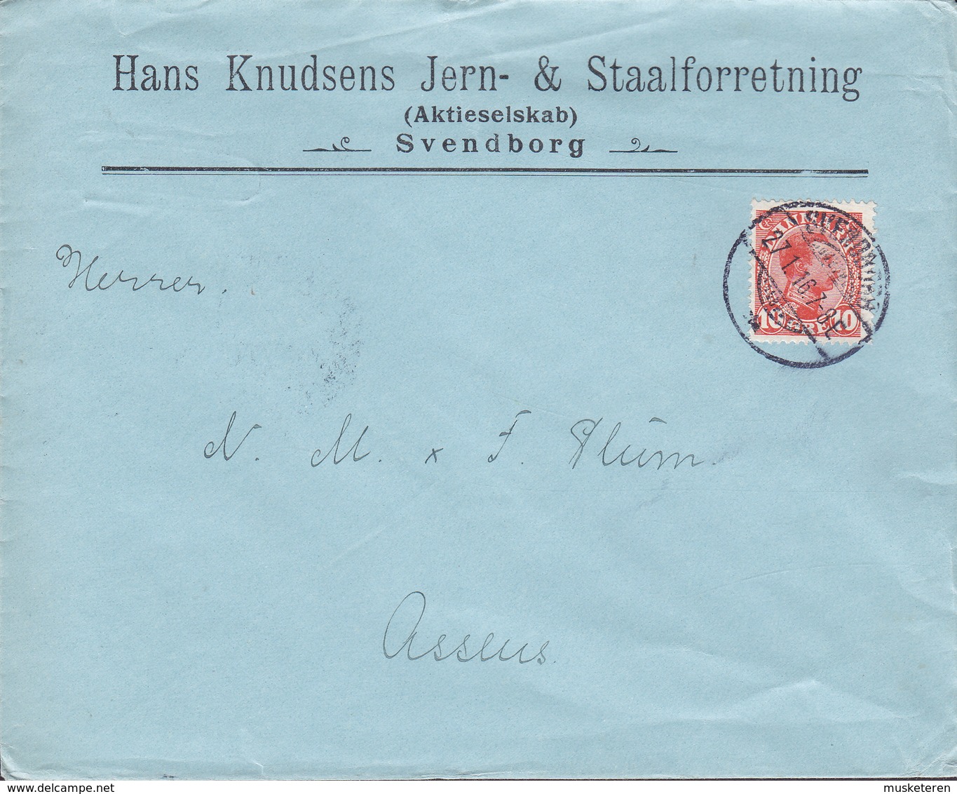 Denmark HANS KNUDSENS JERN- & STAALFORRETNING, Brotype Ia SVENDBORG Cover Brief ASSENS Chr. X. Stamp - Briefe U. Dokumente
