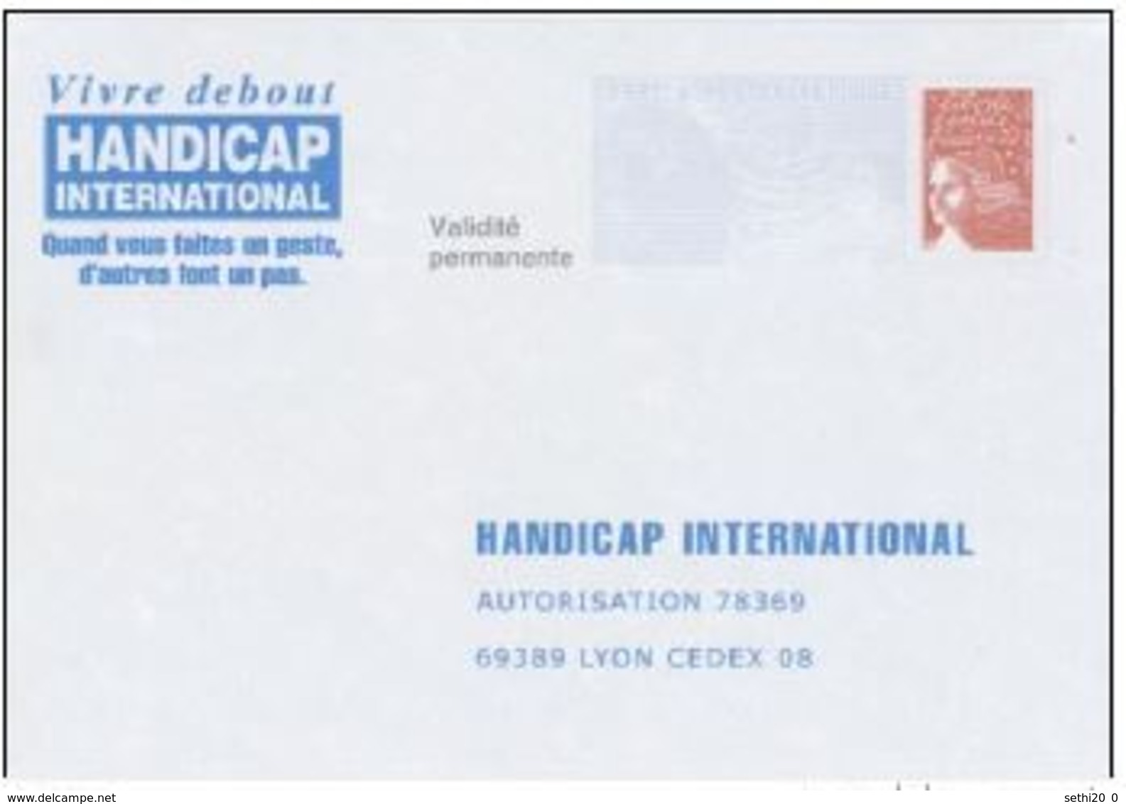 France PAP Réponse Luquet RF 0313242 HANDICAP INTERNATIONAL - PAP: Ristampa/Luquet