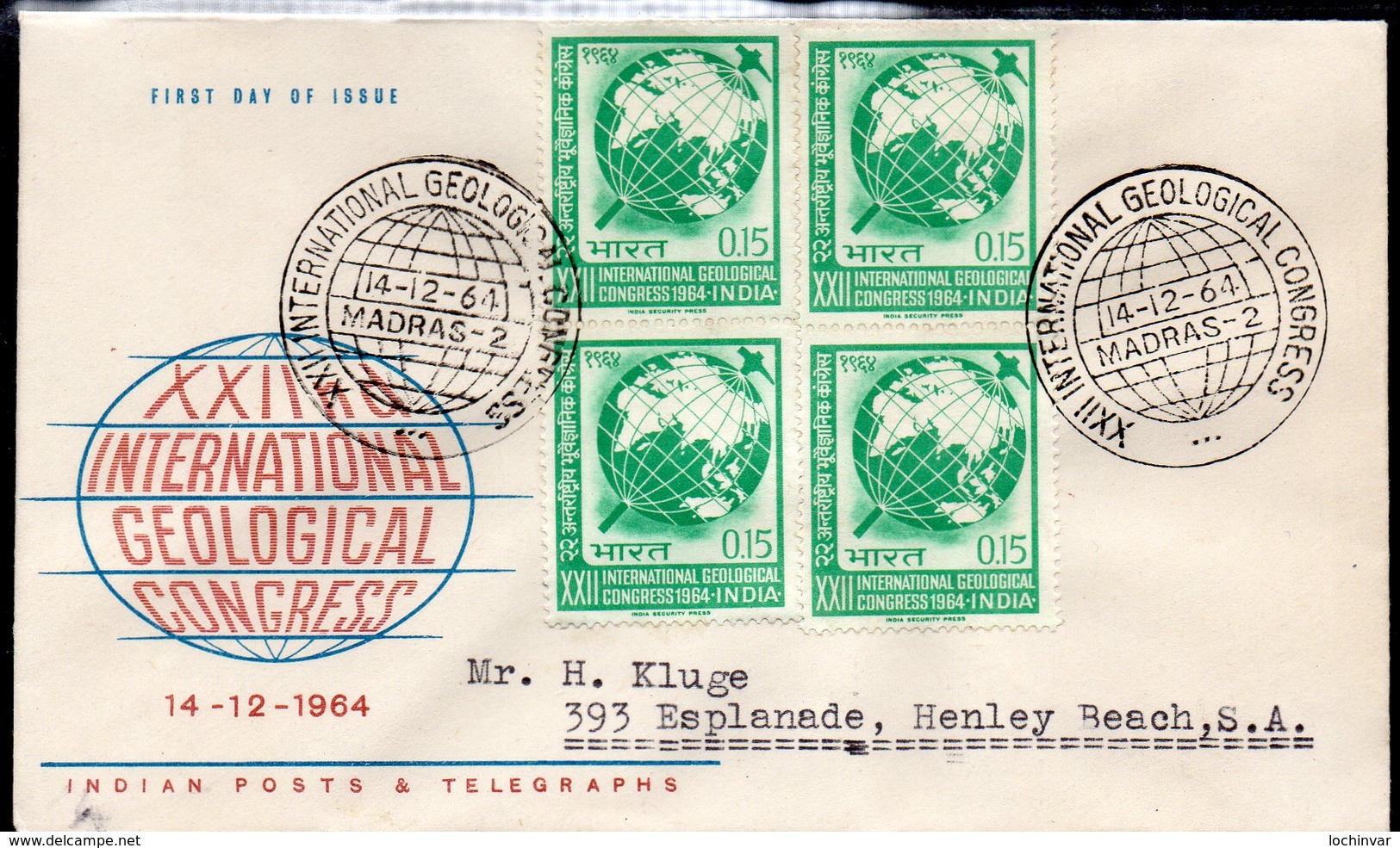 INDIA, 1964 GEOLOGICAL CONGRESS BLOCK 4 FDC - Lettres & Documents