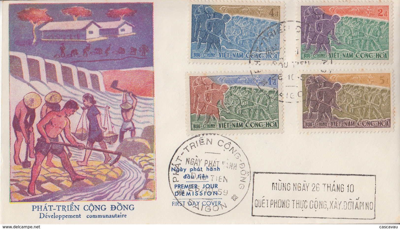 Enveloppe  FDC  1er  Jour   VIETNAM   Développement   Communautaire  1959 - Viêt-Nam