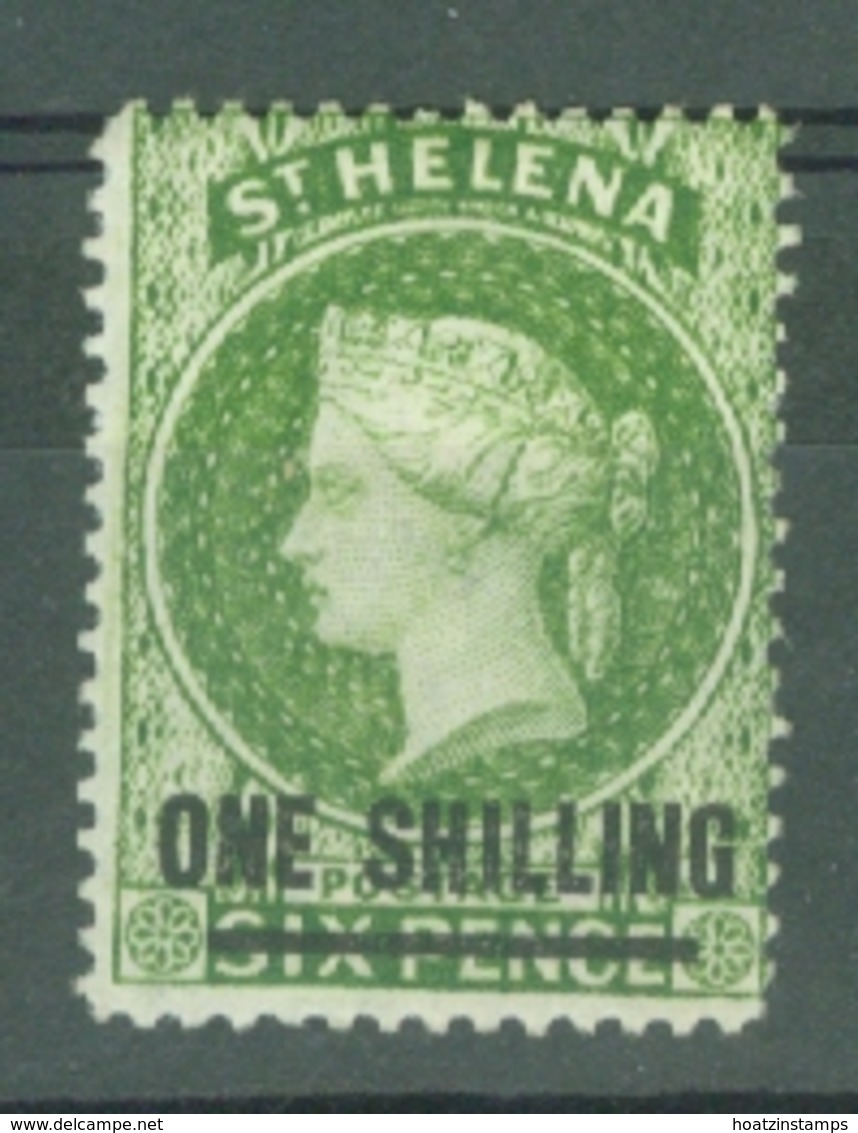 St Helena: 1864/80   QV     SG30    1/- On 6d [Perf: 14] [Bar Is 14½mm]    MH - Saint Helena Island